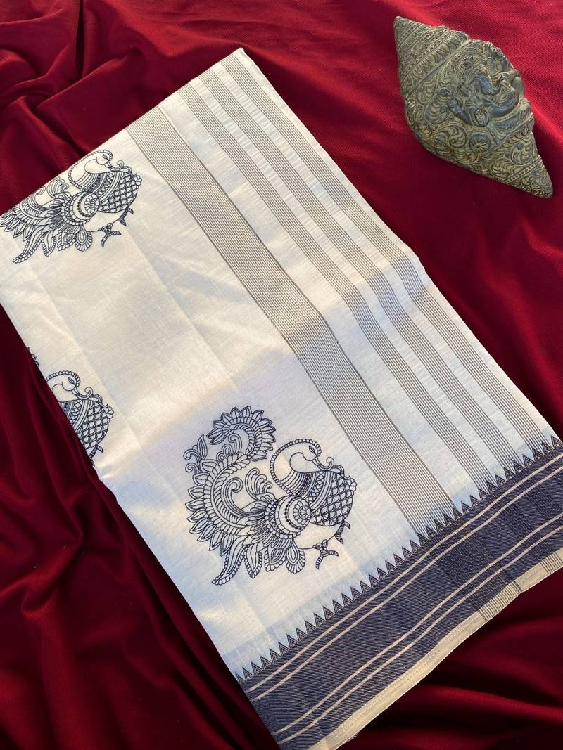 White heritage with a royal touch  tussar silk saree