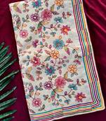 White loom tussar saree with all over designer embroidery