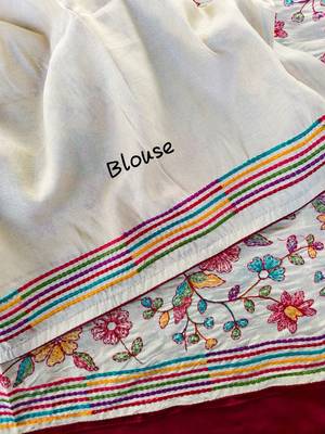 White loom tussar saree with all over designer embroidery 4