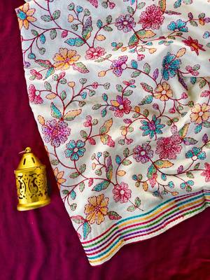 White loom tussar saree with all over designer embroidery 5