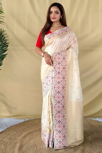 ivory soft silk saree