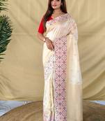 ivory soft silk saree