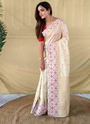 ivory soft silk saree 4