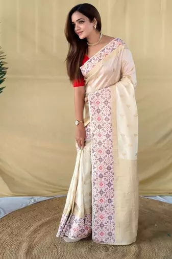 ivory soft silk saree