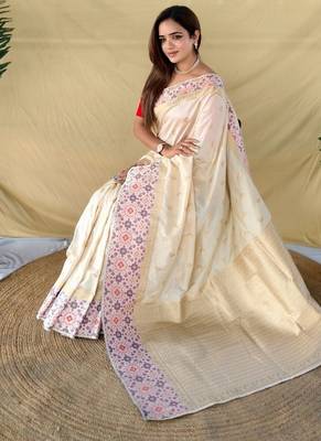 ivory soft silk saree 5