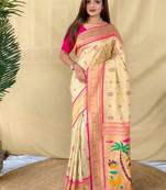 Cream tissue silk saree