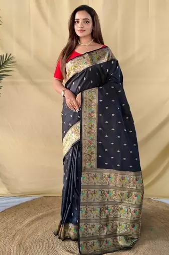 Black elegance soft silk banarasi saree