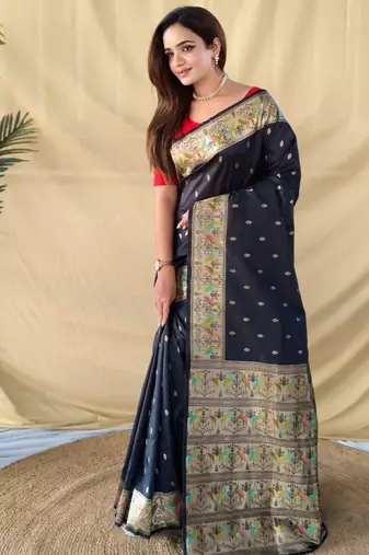 Black elegance soft silk banarasi saree