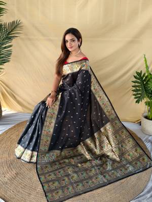 Black elegance soft silk banarasi saree 3