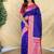 Royal blue soft silk saree with zari woven border and contrast zari pallu