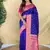 Royal blue soft silk saree with zari woven border and contrast zari pallu