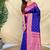 Royal blue soft silk saree with zari woven border and contrast zari pallu