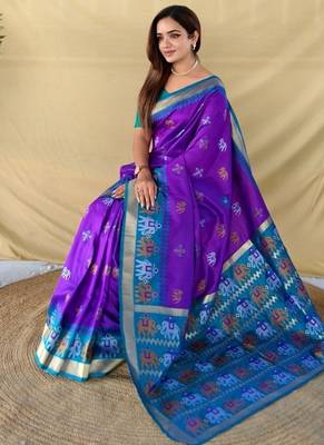 soft silk saree delicate elephant weaved butti mottifs 5