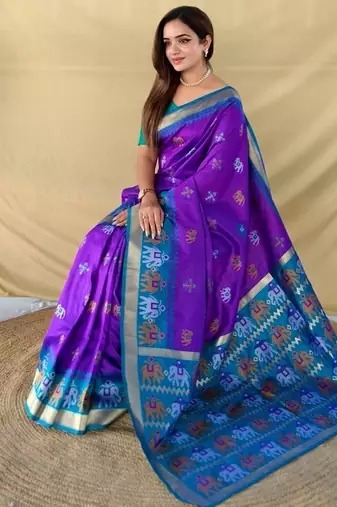soft silk saree delicate elephant weaved butti mottifs