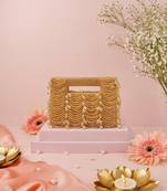 Amyra gold suede handcrafted clutch