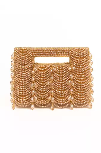 Amyra gold suede handcrafted clutch