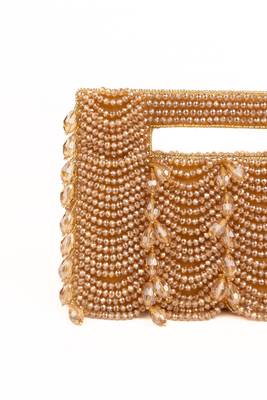 Amyra gold suede handcrafted clutch 3