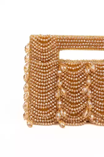 Amyra gold suede handcrafted clutch