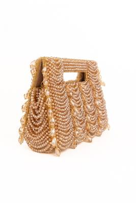 Amyra gold suede handcrafted clutch 4