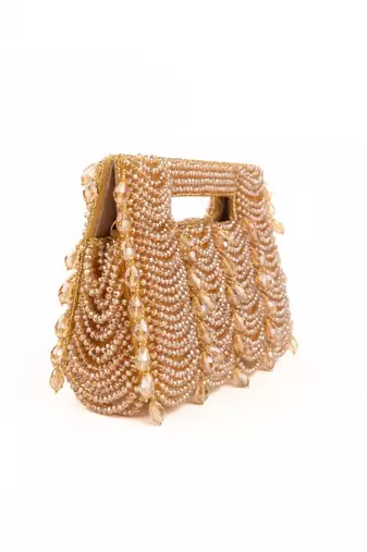 Amyra gold suede handcrafted clutch