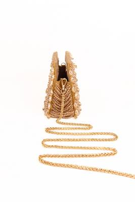 Amyra gold suede handcrafted clutch 5