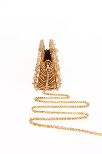Amyra gold suede handcrafted clutch
