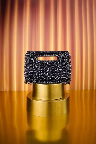 Amyra navy blue suede handcrafted clutch