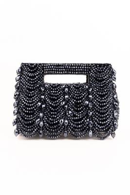 Amyra navy blue suede handcrafted clutch 2