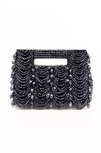 Amyra navy blue suede handcrafted clutch