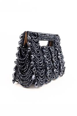Amyra navy blue suede handcrafted clutch 4