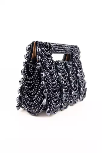 Amyra navy blue suede handcrafted clutch