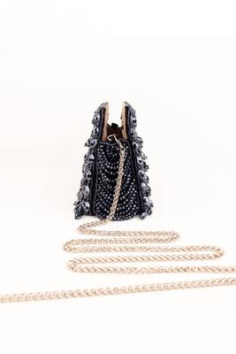 Amyra navy blue suede handcrafted clutch 5