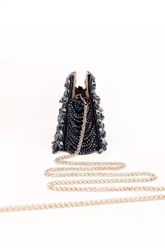 Amyra navy blue suede handcrafted clutch