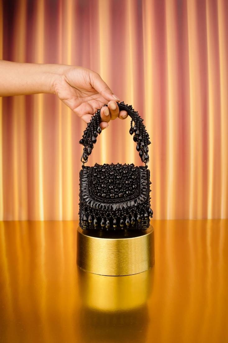 Josy black suede embellished mini bag