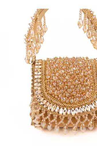 Josy gold suede embellished mini bag