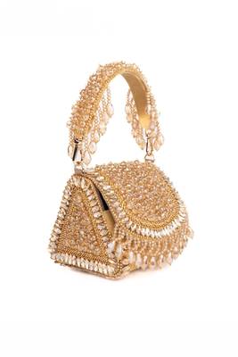 Josy gold suede embellished mini bag 4