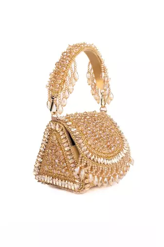 Josy gold suede embellished mini bag