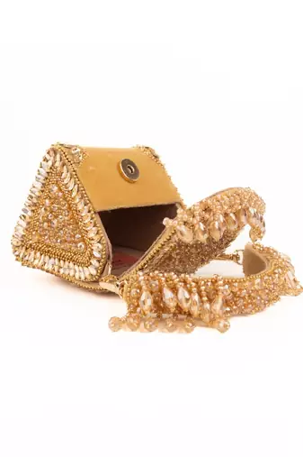 Josy gold suede embellished mini bag