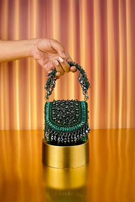Josy green suede embellished mini bag 1