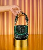 Josy green suede embellished mini bag