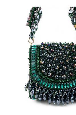 Josy green suede embellished mini bag 2