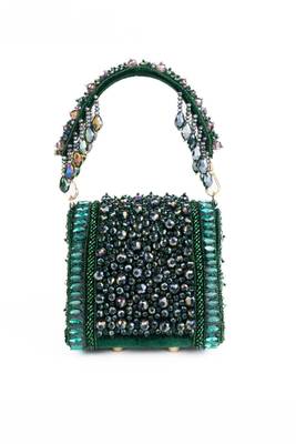 Josy green suede embellished mini bag 3