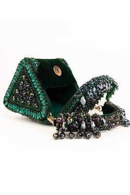 Josy green suede embellished mini bag 5