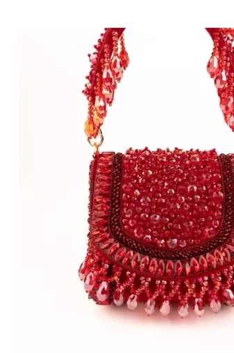 Josy red suede embellished mini bag