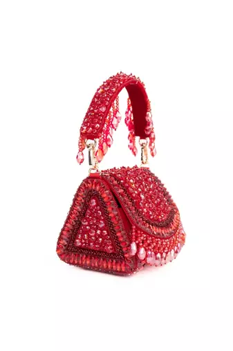 Josy red suede embellished mini bag