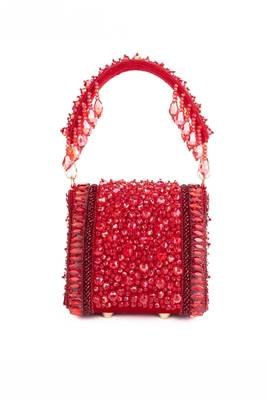 Josy red suede embellished mini bag 4