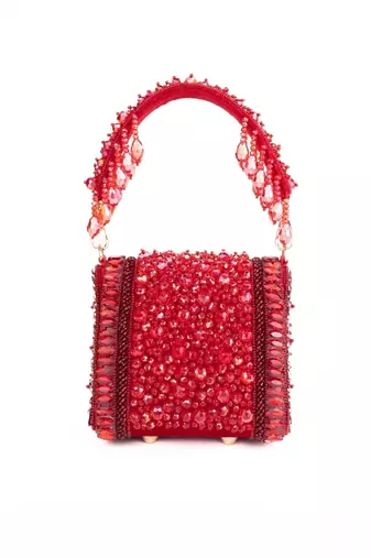 Josy red suede embellished mini bag