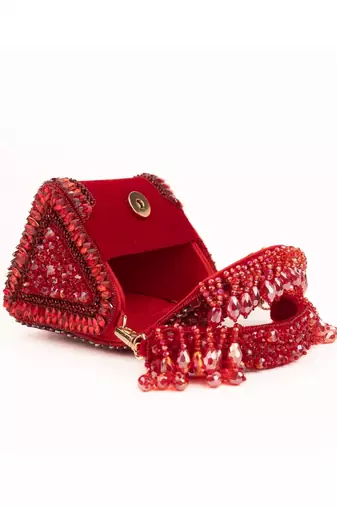 Josy red suede embellished mini bag