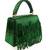 Bushra green suede handcrafted box bag