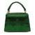 Bushra green suede handcrafted box bag